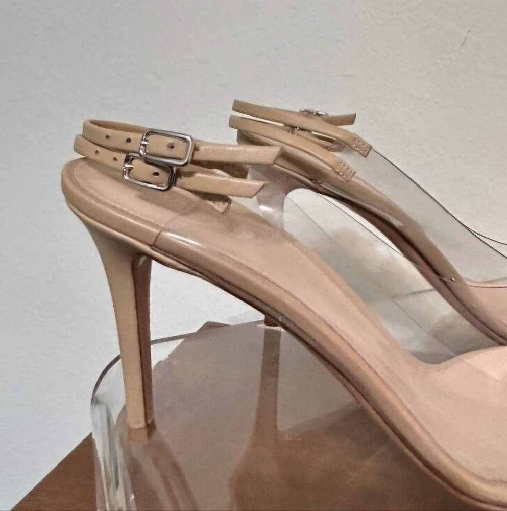 Gianvito Rossi Transparent Pointed Toe Pump Stiletto and dual delicate straps.
